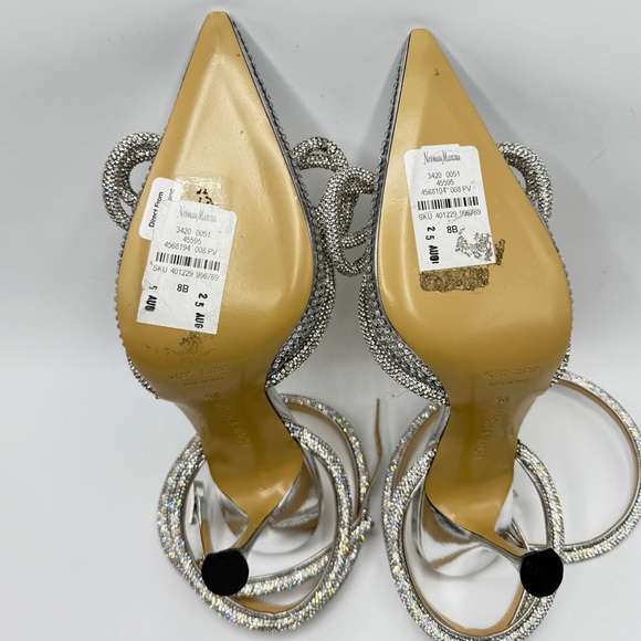 New Mach & Mach Double Bow Embellished Silver Crystal Studded PVC Pumps EU 38 - Picture 5 of 9